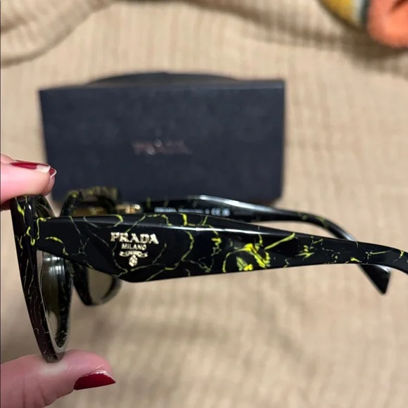 Prada Black and Green Sunglasses